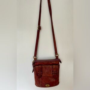 Fossil Long Live Vintage 1954 Brown Leather Crossbody Bag Distressed Leather